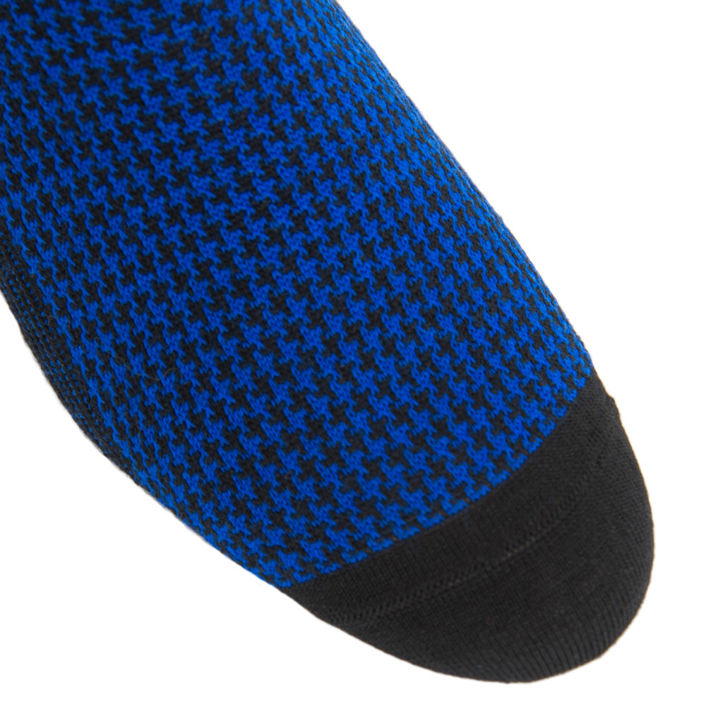 Made-In-USA-Black-Colbalt-Blue-Houndstooth-Wool-Sock