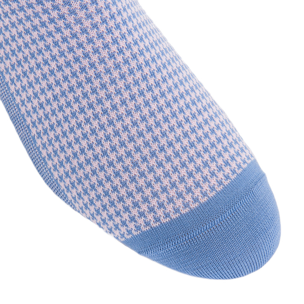 Azure-Blue-Pink-Houndstooth-Sock