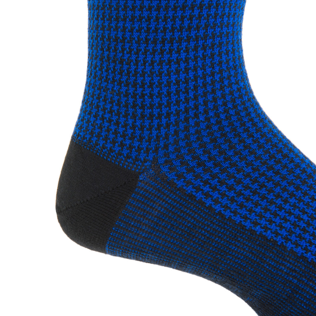 Mid-Calf-Black-Colbalt-Blue-Houndstooth-Wool-Sock