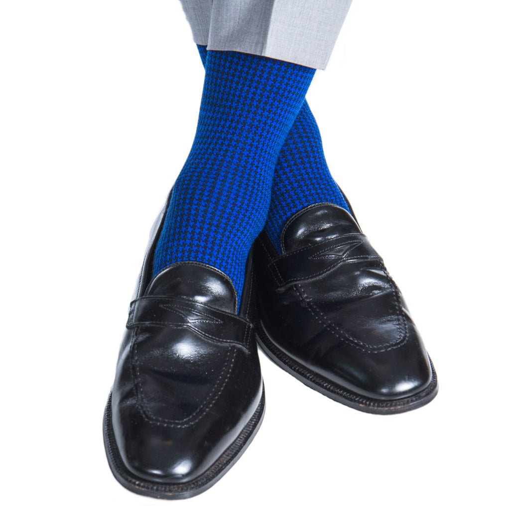 Black-Colbalt-Blue-Houndstooth-Wool-Sock