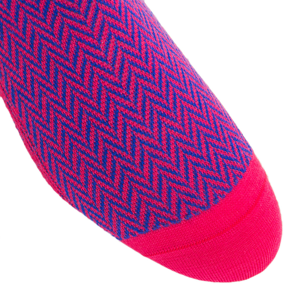 Magenta-Colbalt-Blue-Herringbone-Chevron-Cotton-Sock