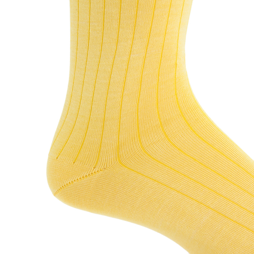 Mid-Calf-Lemon-Yellow-Cotton-Sock