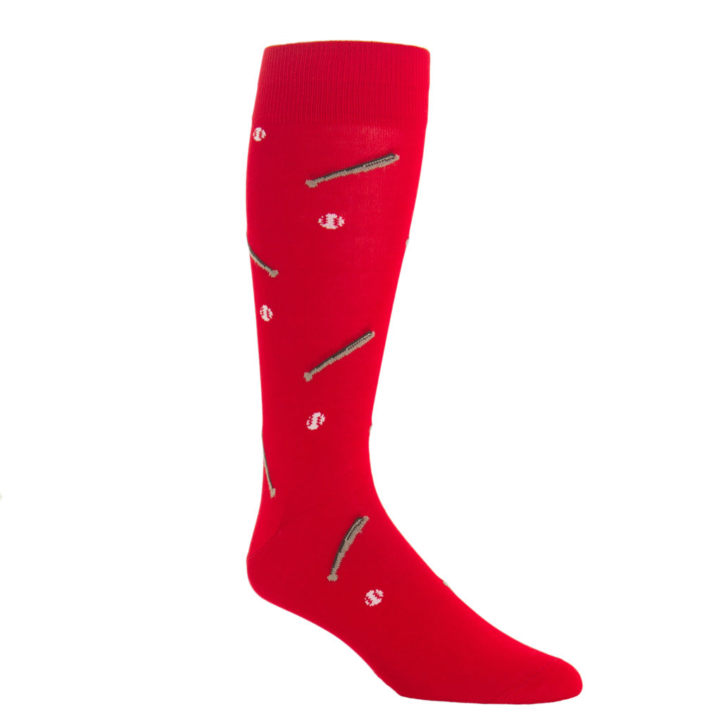 Over-The-Calf-Red-Sock-With-Baseball-Sport-Team