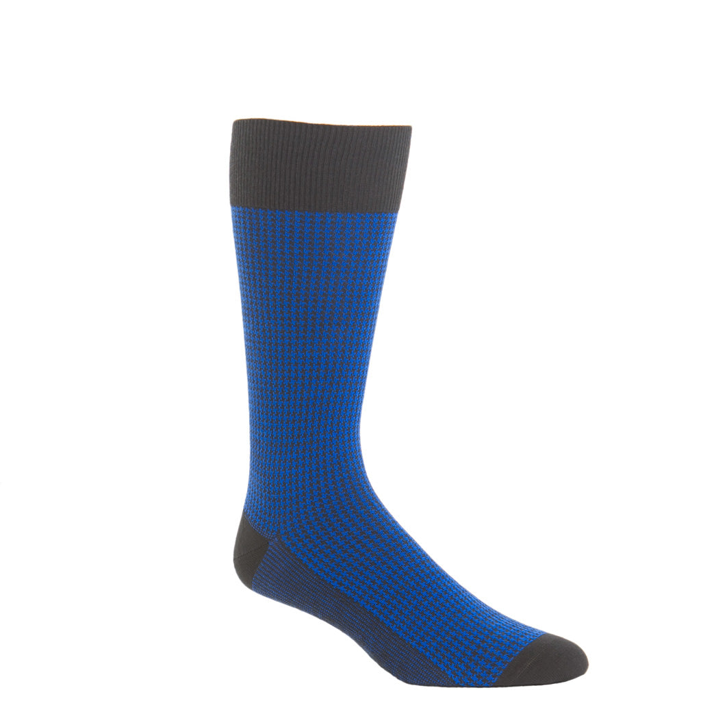 Oer-The-Calf-Black-Colbalt-Blue-Houndstooth-Wool-Sock