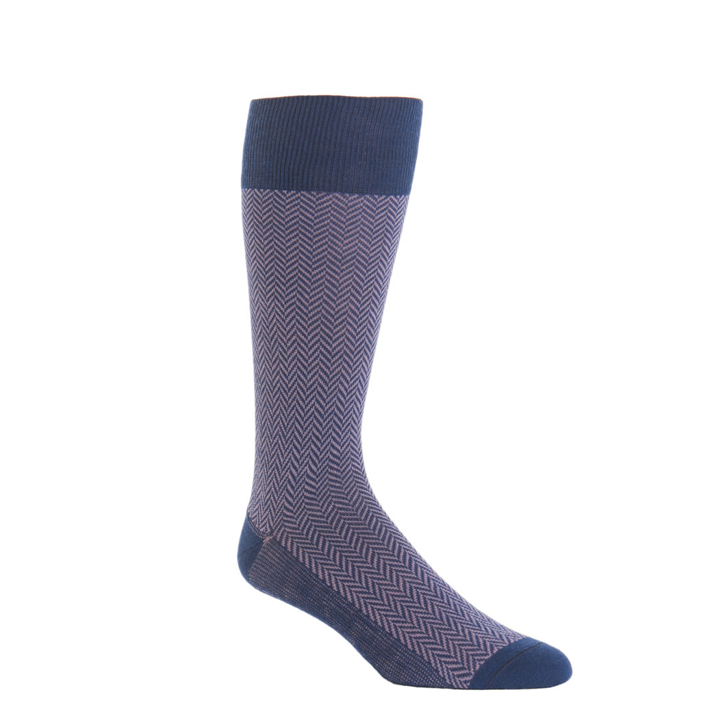 Over-The-Calf-Dress-Navy-Elderberry-Herringbone-Chevron-Wool-Sock