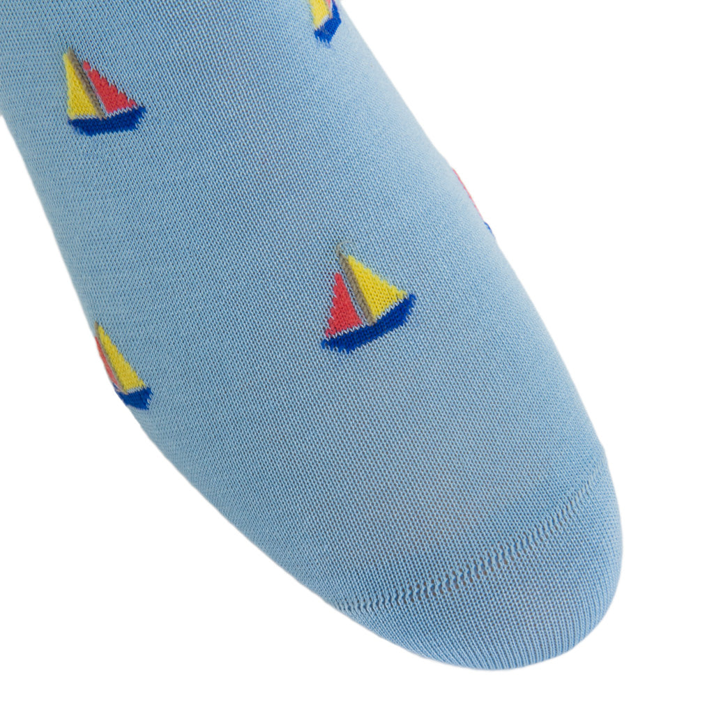 SKy-Blue-Yolk-Coral-Sailboat-Cotton-Sock