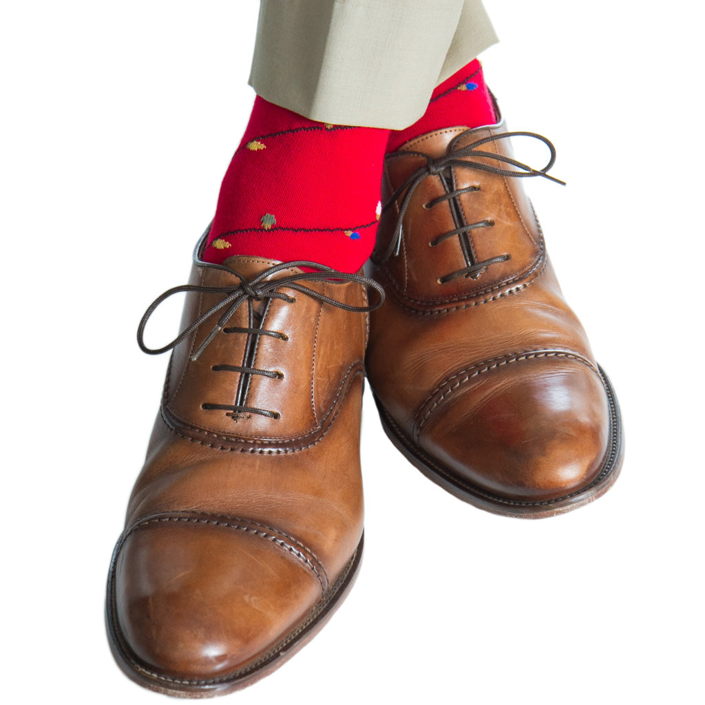 American-Made-Red-Sock-With-Holiday-Lights-Cotton