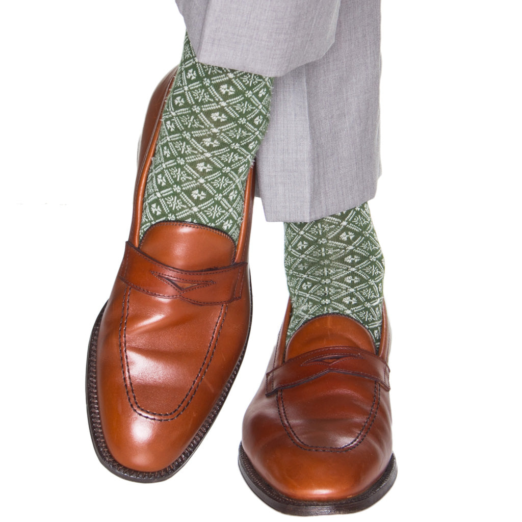 Green-Cream-Wool-Socks