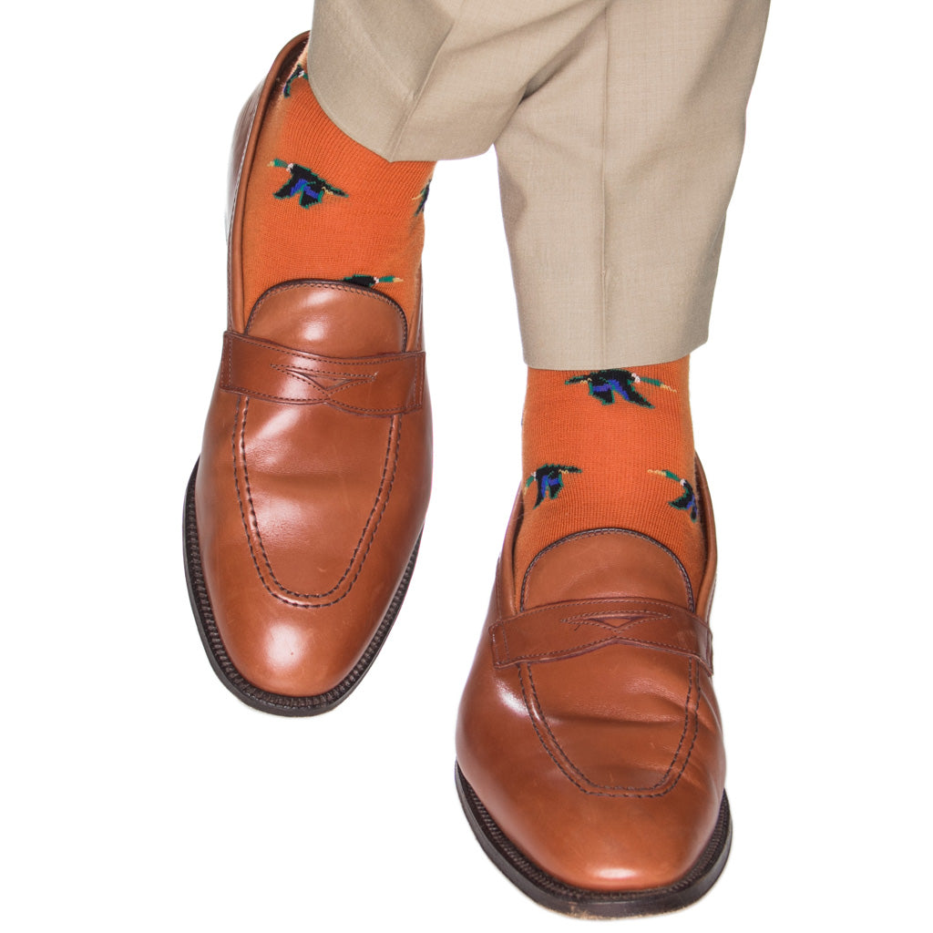 Burnt-Orange-Mallard-Wool-Sock