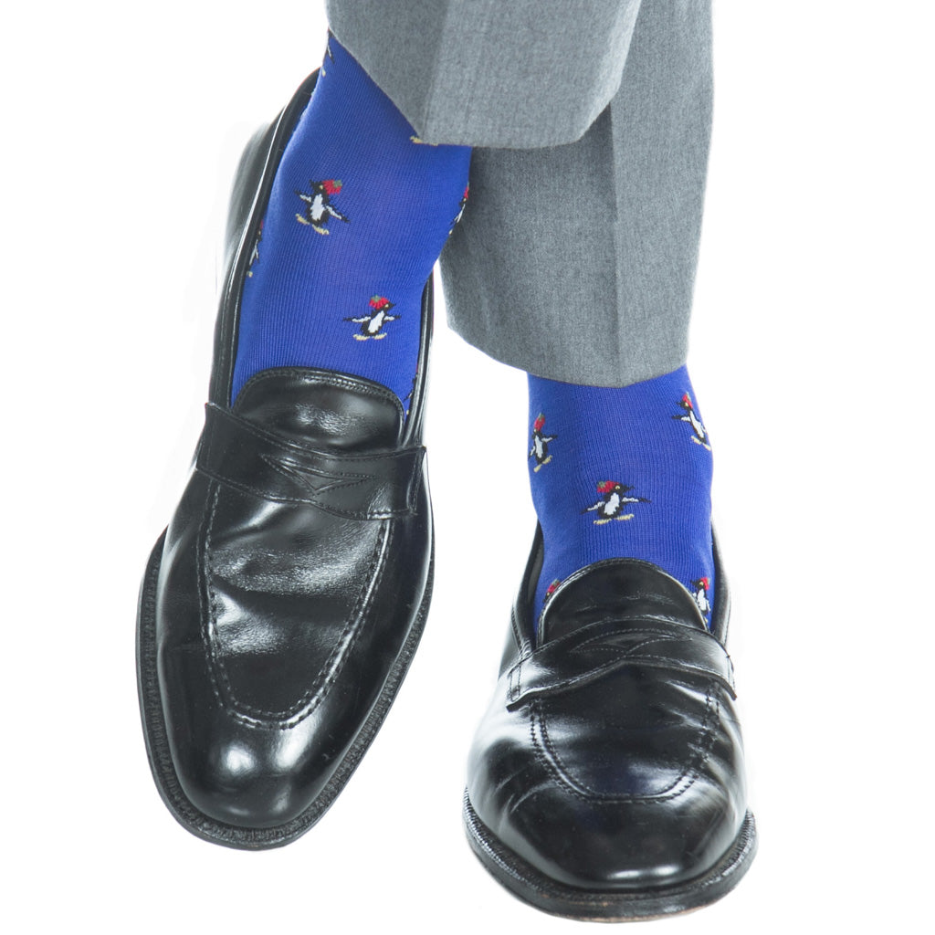 USA-Made-Clematis-Blue-Sock-With-Penguin-Cotton-Sock