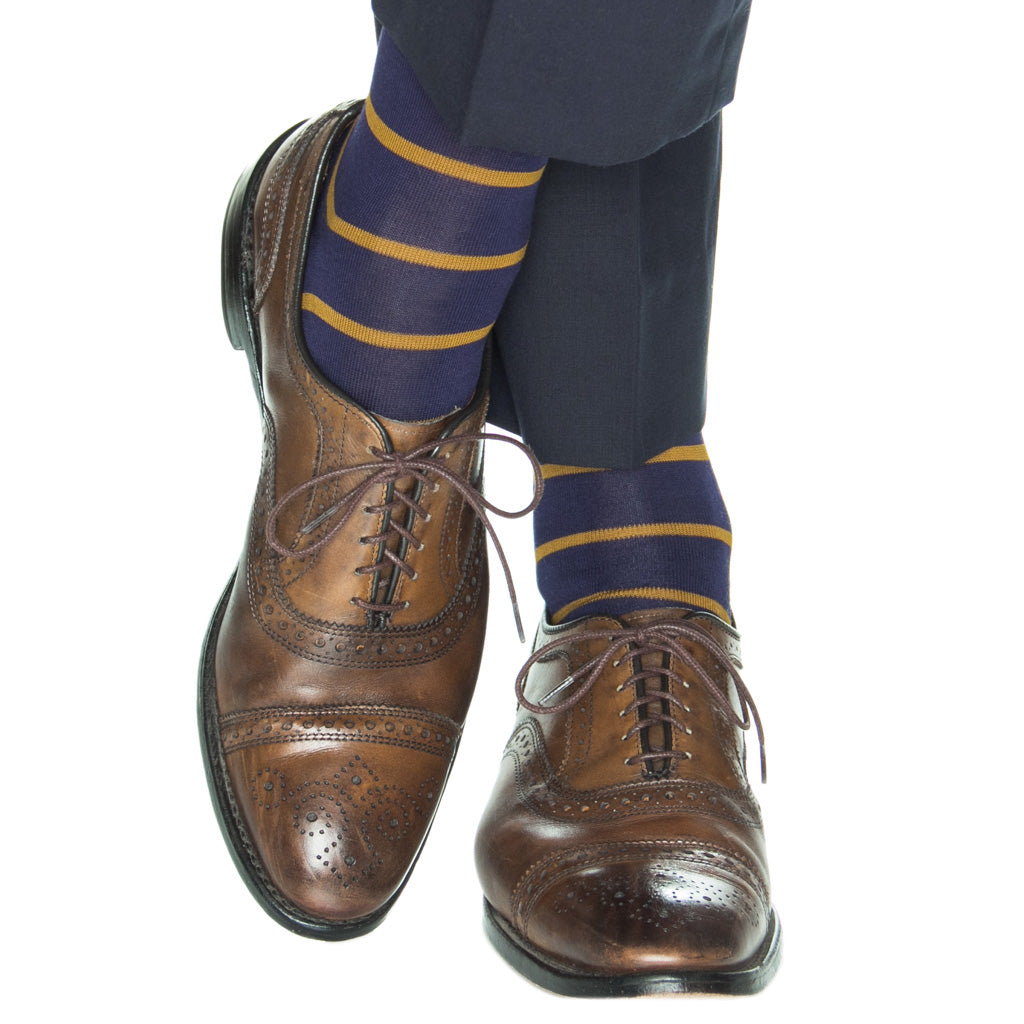 Classic-Navy-Gold-Stripe-Cotton-Sock