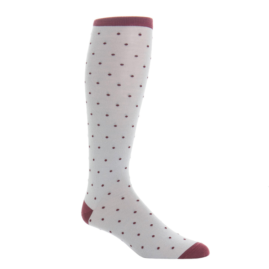 Ash with Burgundy Dots and Burgundy Tipping Fine Merino Wool Sock Link ...