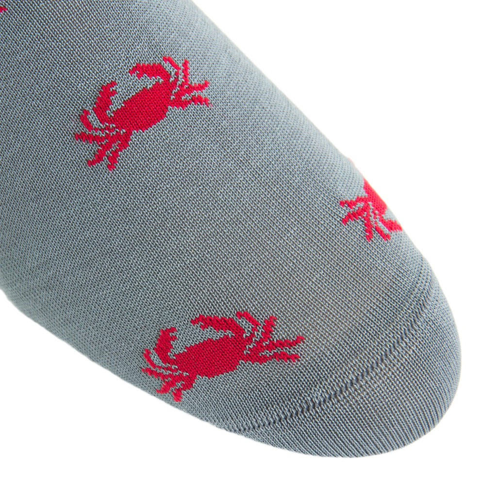 Cotton-Gray-Grey-Red-Crab-Sock