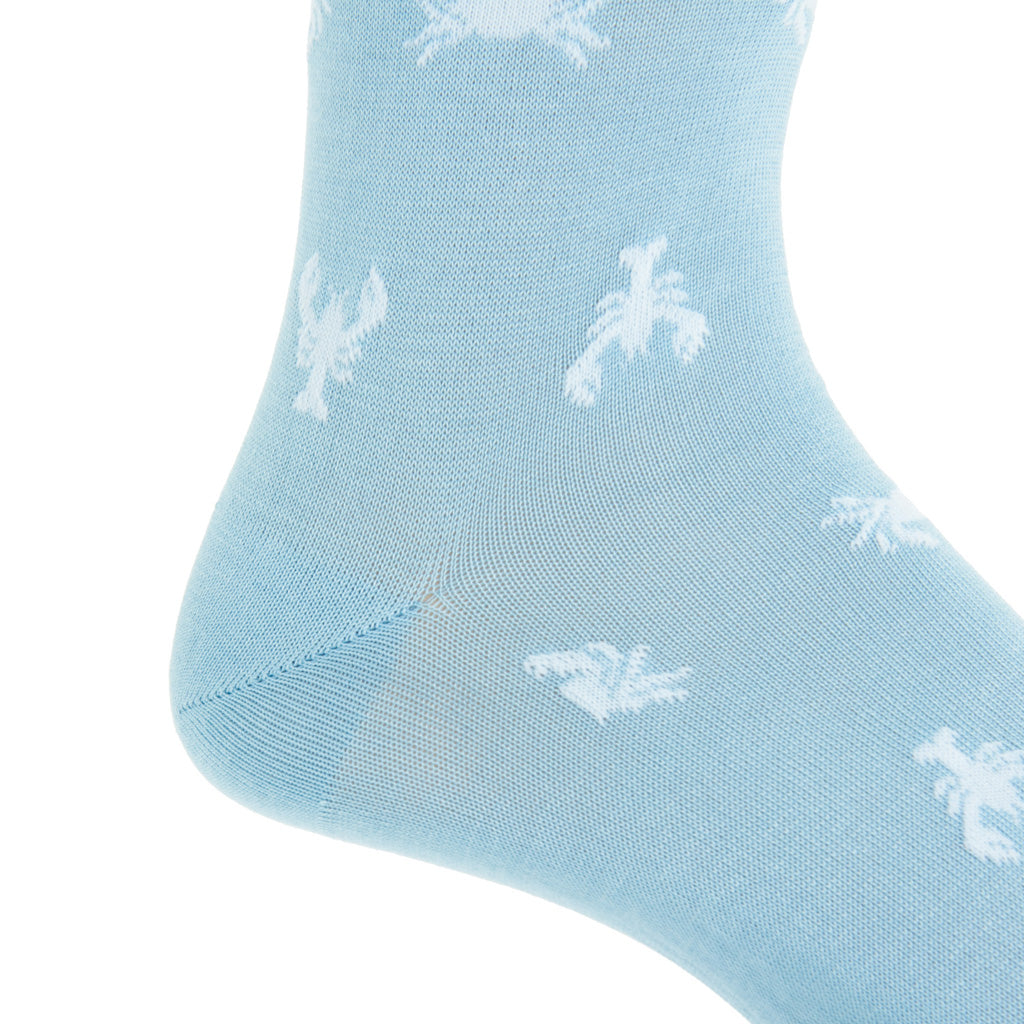 mid-calf Sky blue with White lobster and crab sock