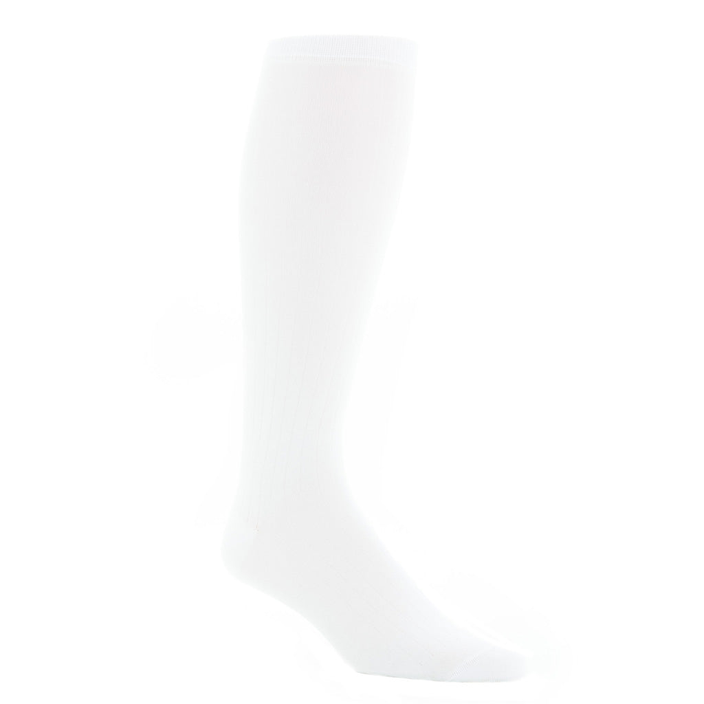 White Solid Ribbed Cotton Sock Linked Toe OTC