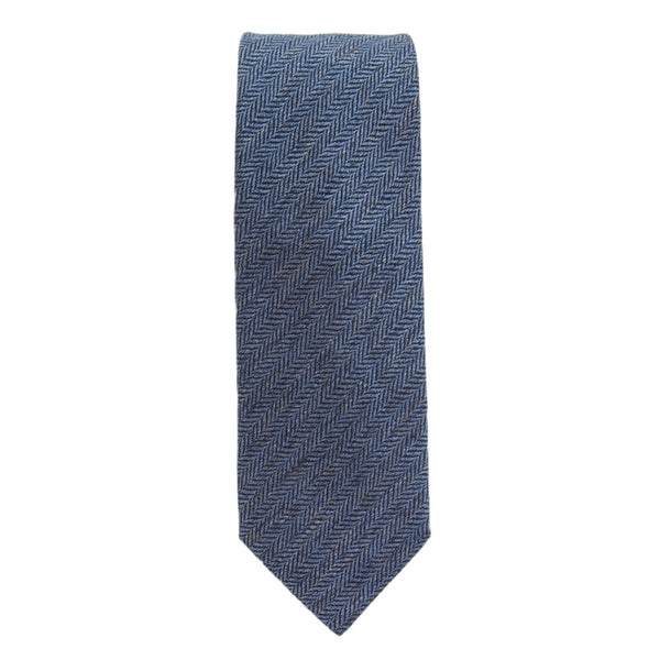 Denim Blue Herringbone 100% Fine Silk/Linen Necktie – Dapper Classics®